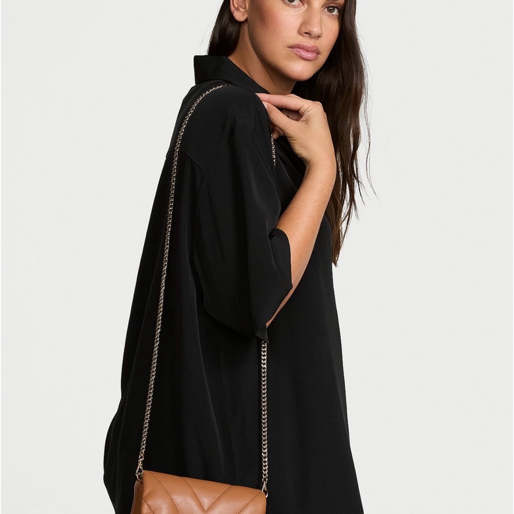 Victoria's Secret Tan Quilted Chain Mini Shoulder Bag - Picture 3 of 5
